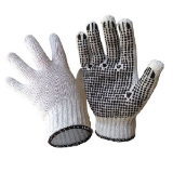 Cotton Dot Gloves White/Black, 250mm Cuff, 730g/Dozen, 7 Gauge 12 Pair Pack